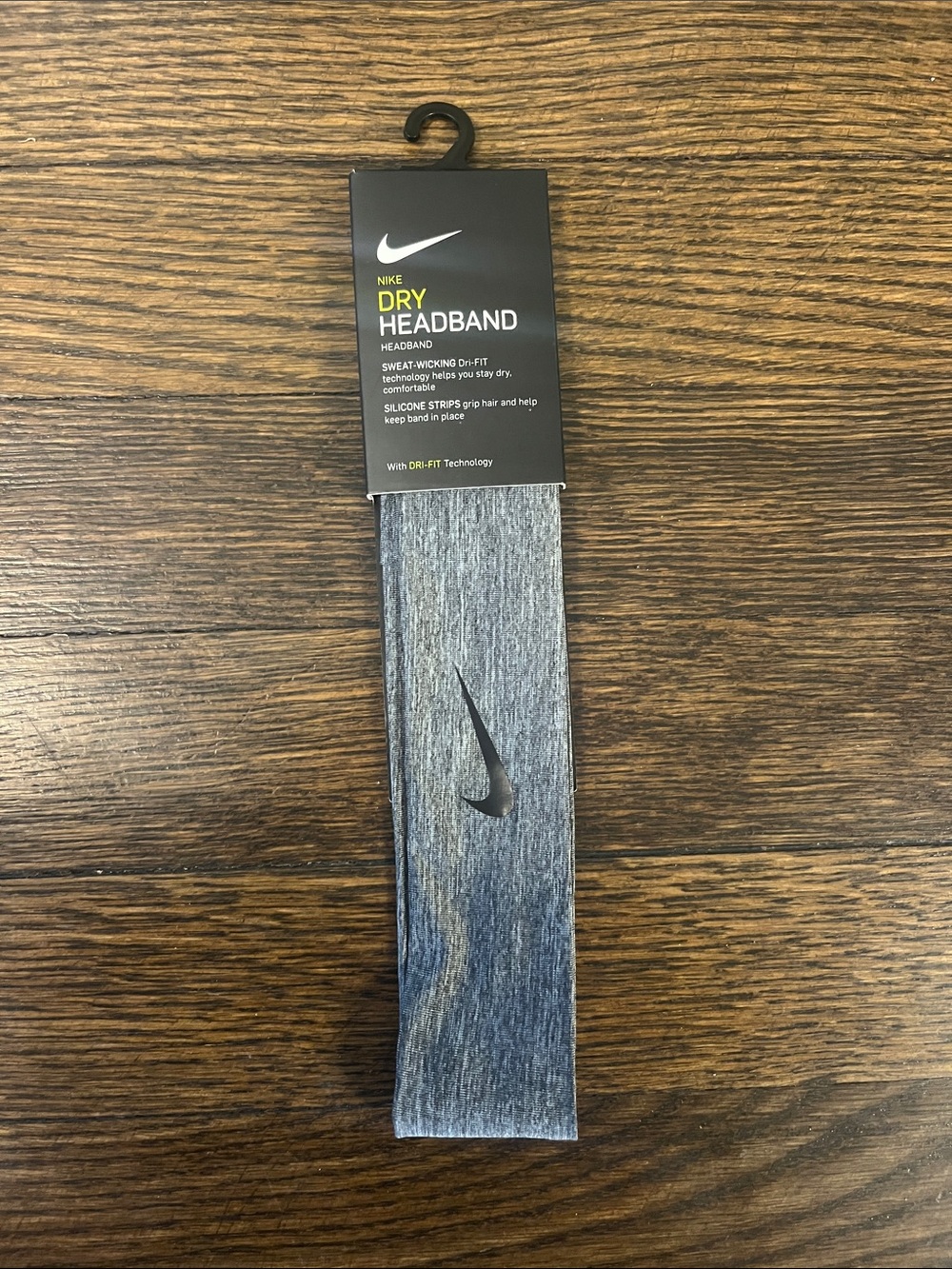 Nike Grey Heather Dri-FIT Headband with Black Swoosh